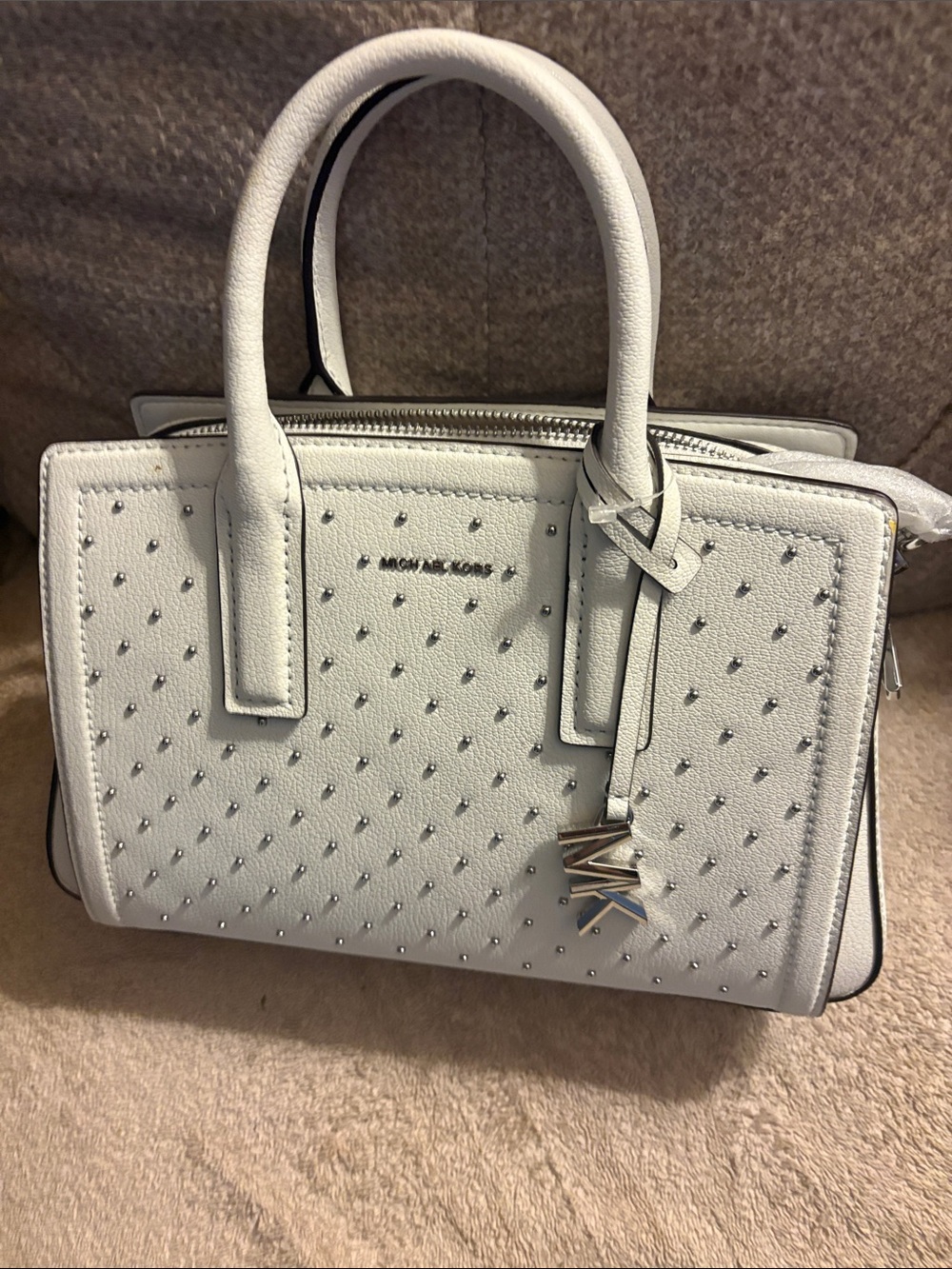 Michael Kors White Studded Satchel